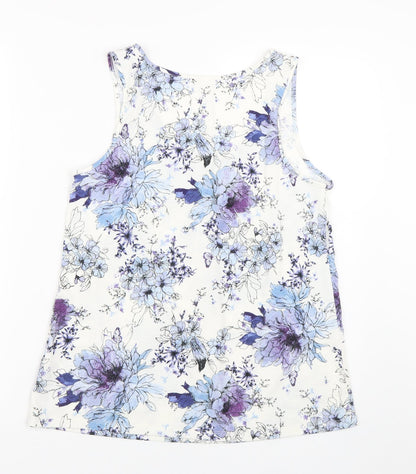 George Womens White Floral  Basic Tank Size 10