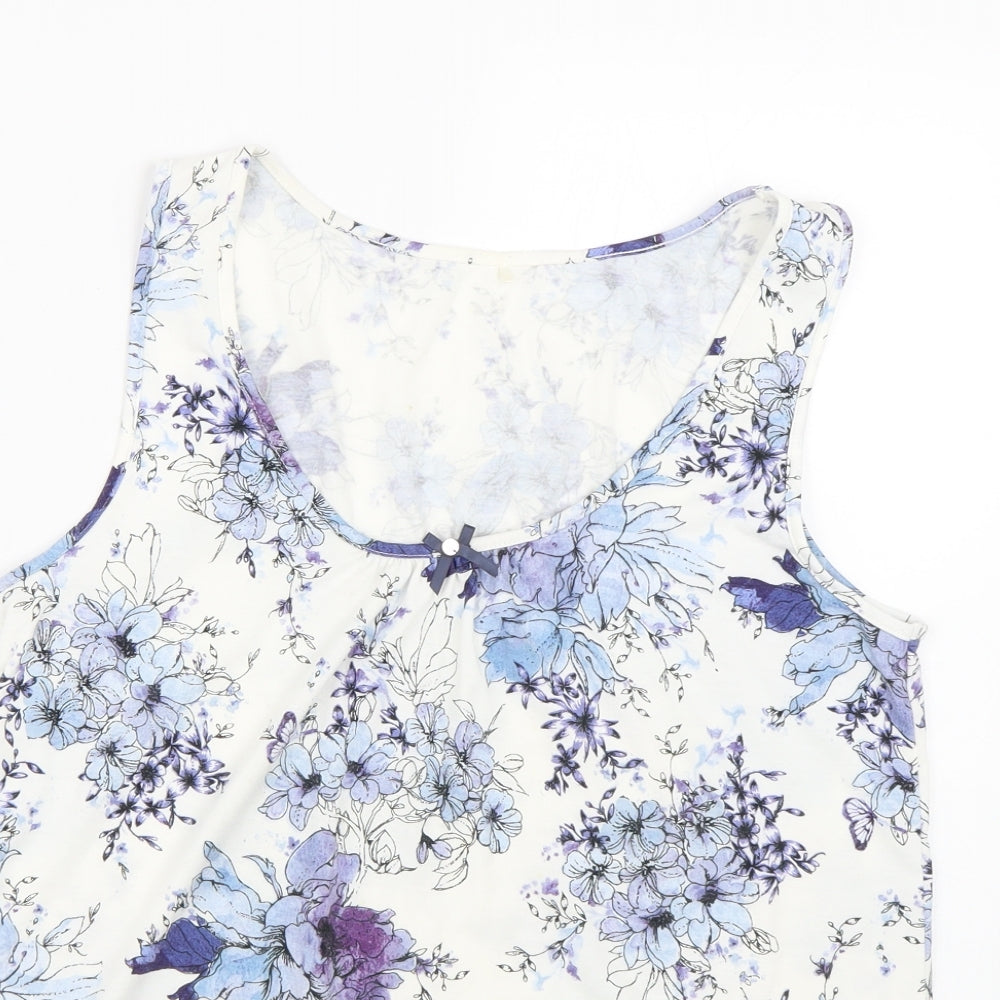 George Womens White Floral  Basic Tank Size 10