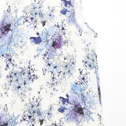 George Womens White Floral  Basic Tank Size 10