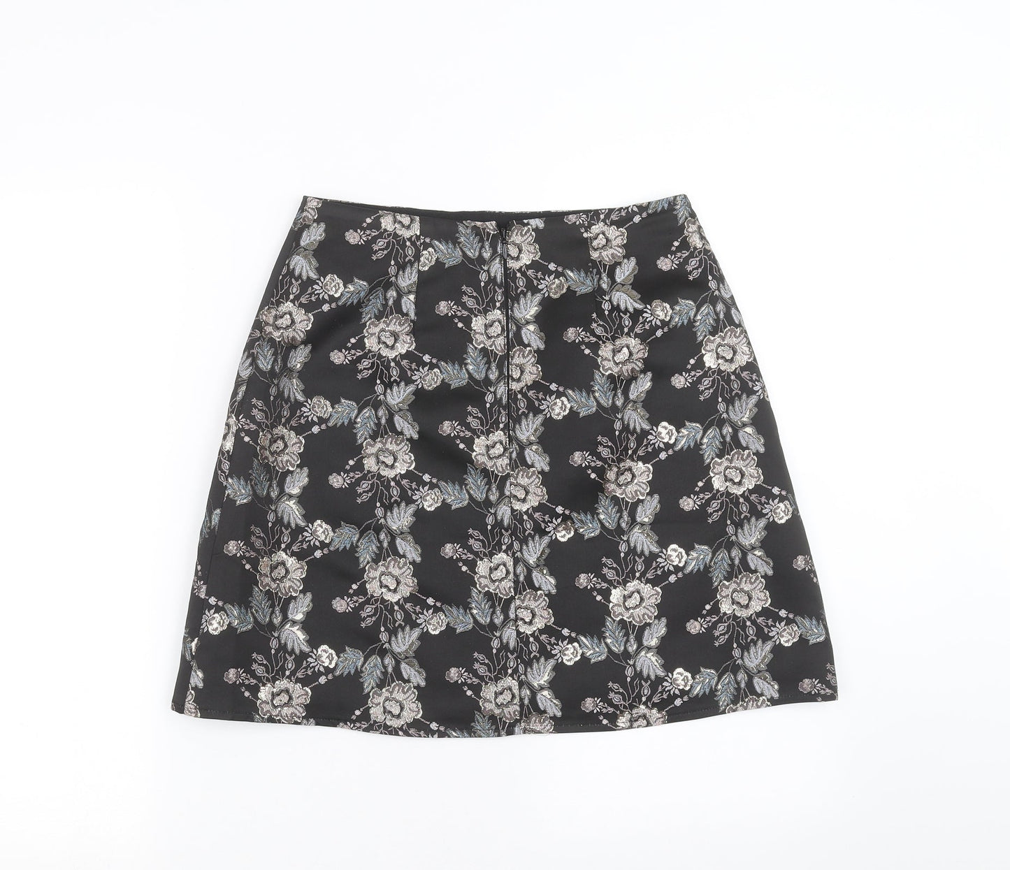 Lipsy Womens Black Floral  A-Line Skirt Size 10