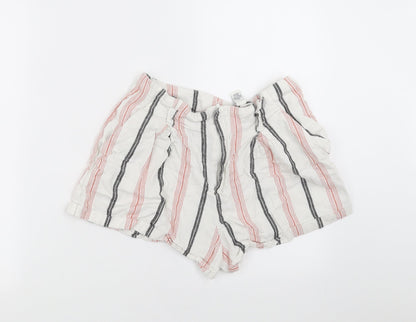 FOREVER 21 Womens White Striped  Hot Pants Shorts Size L