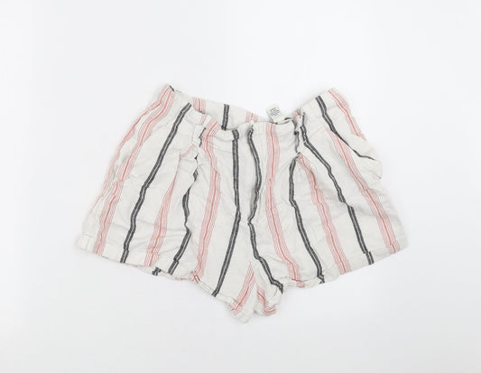 FOREVER 21 Womens White Striped  Hot Pants Shorts Size L