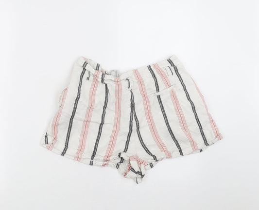 FOREVER 21 Womens White Striped  Hot Pants Shorts Size L