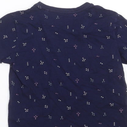 Primark Girls Blue Geometric  Basic T-Shirt Size 6-7 Years