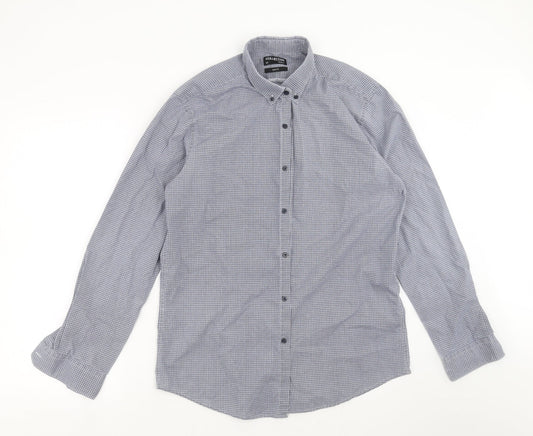 Mens UK Size 16 Debenhams Blue  Button-Up Long Sleeve Casual Shirt