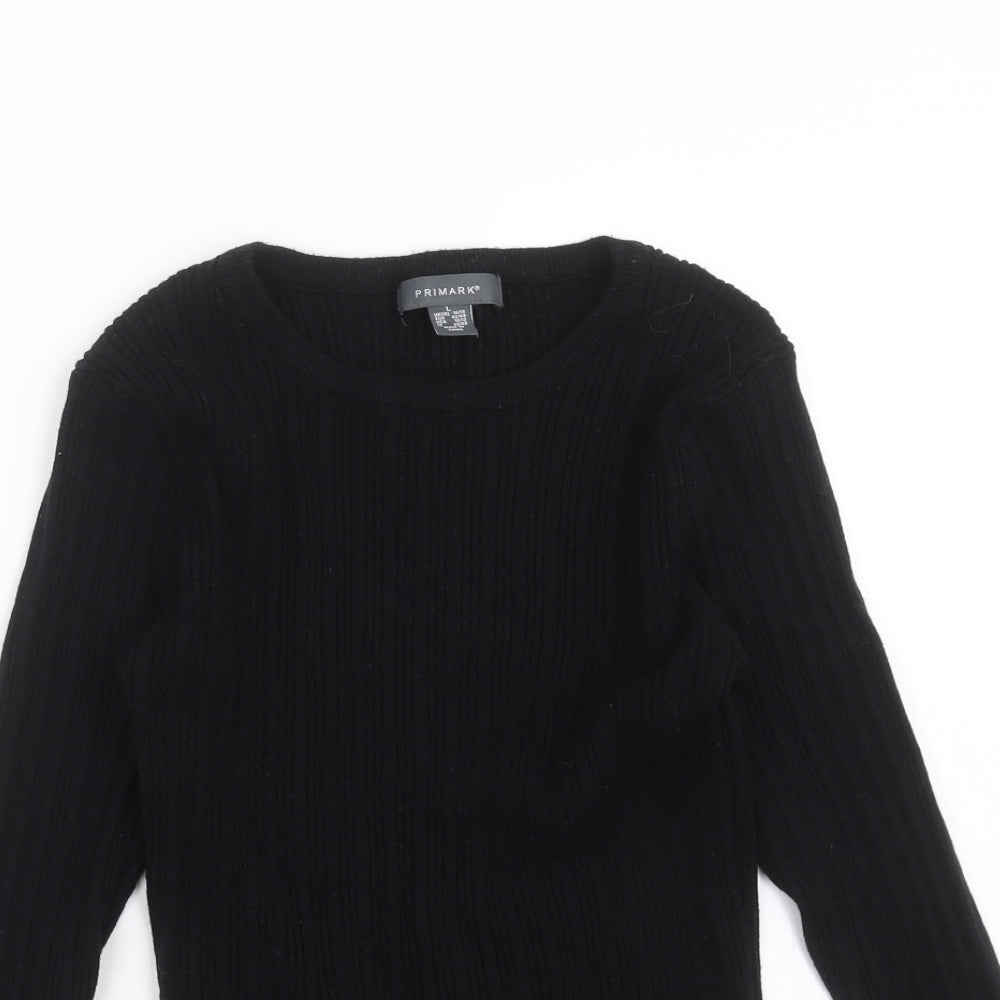 Primark Womens Black Striped Knit Pullover Jumper Size L