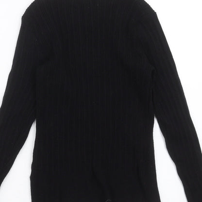 Primark Womens Black Striped Knit Pullover Jumper Size L