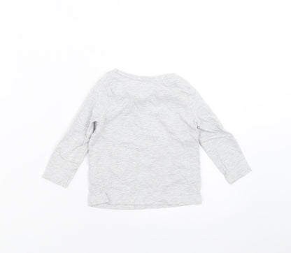 George Baby Grey   Basic T-Shirt Size 12-18 Months  - zooming off to sleep
