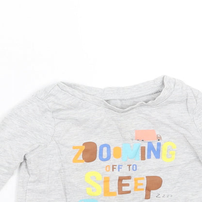 George Baby Grey   Basic T-Shirt Size 12-18 Months  - zooming off to sleep