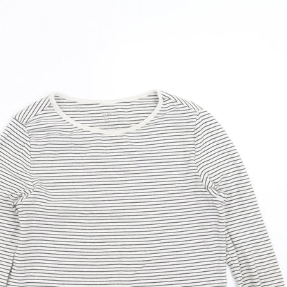 H&M Girls White Striped  Basic T-Shirt Size 10-11 Years
