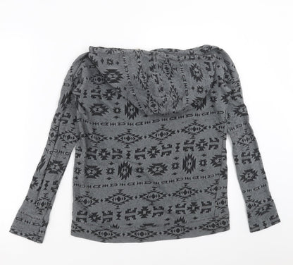 Hollister Womens Grey Geometric Knit Pullover Hoodie Size XS