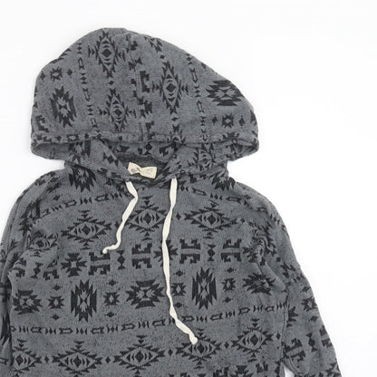 Hollister Womens Grey Geometric Knit Pullover Hoodie Size XS