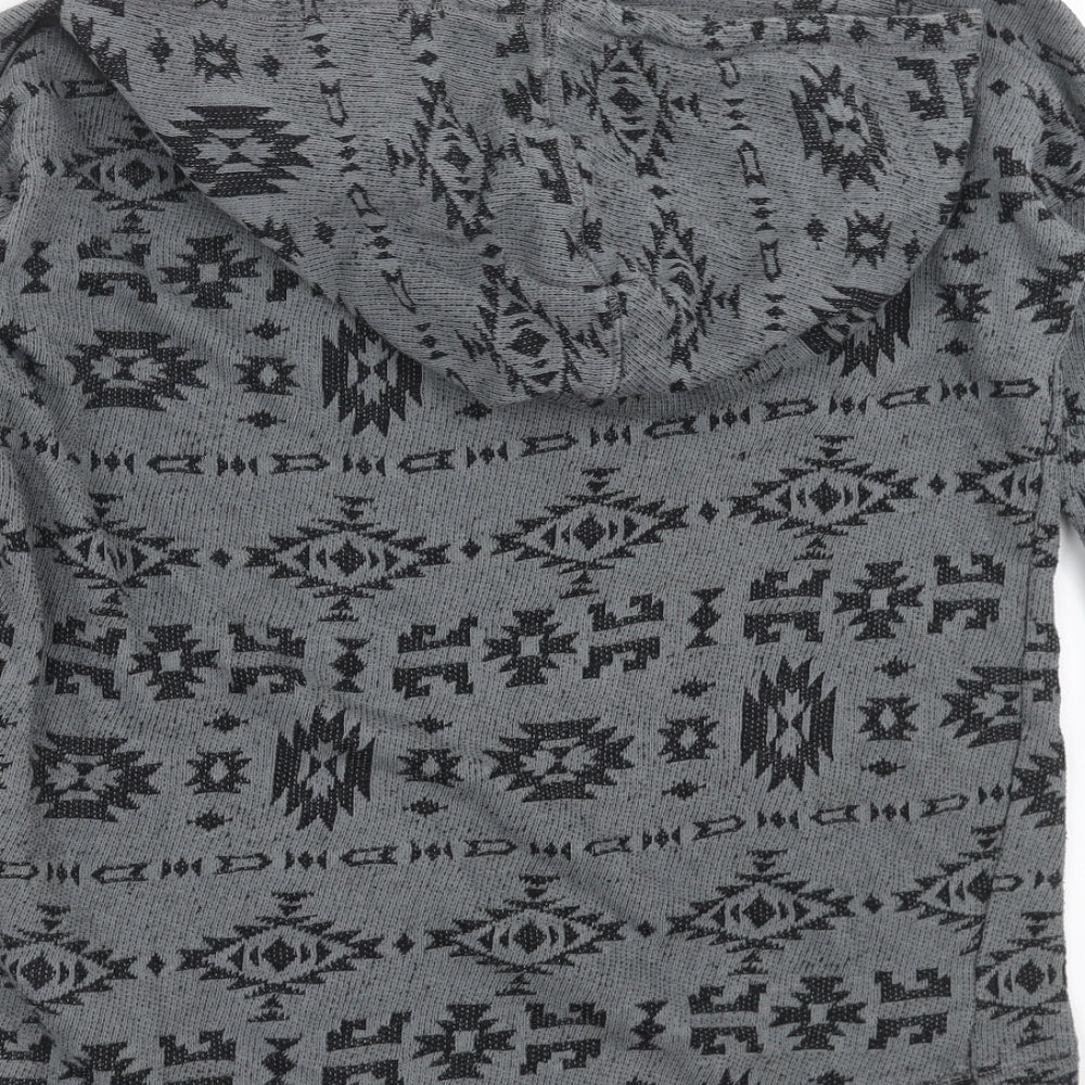 Hollister Womens Grey Geometric Knit Pullover Hoodie Size XS