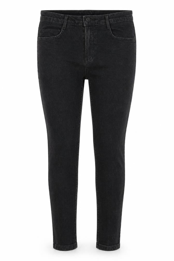 Front view of M7S women’s black straight jeans, size UK 10, 24-inch leg