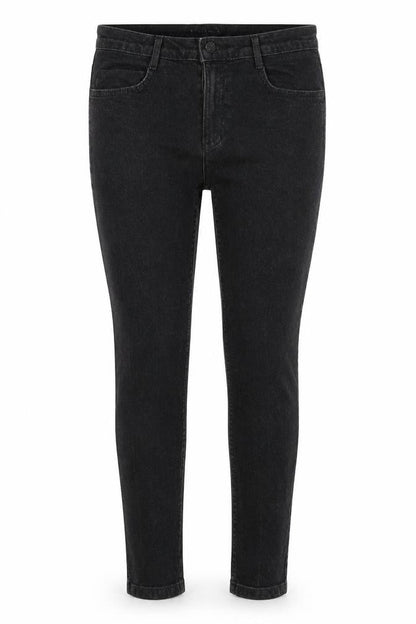 Front view of M7S women’s black straight jeans, size UK 10, 24-inch leg