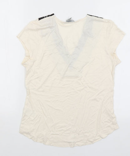 Womens UK Size M H&M Ivory Basic T-Shirt
