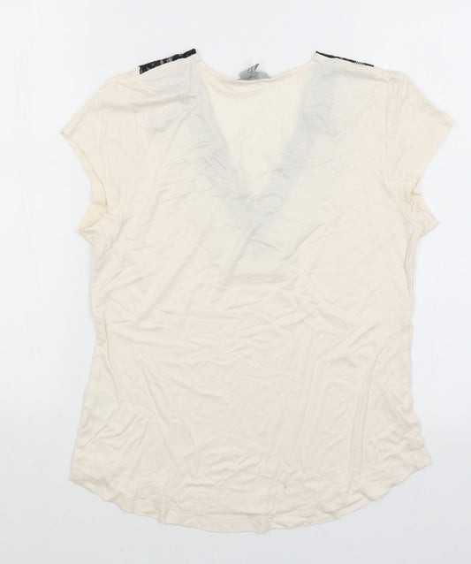 Womens UK Size M H&M Ivory Basic T-Shirt