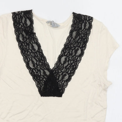 Womens UK Size M H&M Ivory Basic T-Shirt