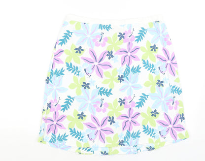La vie Womens White Floral  A-Line Skirt Size 14