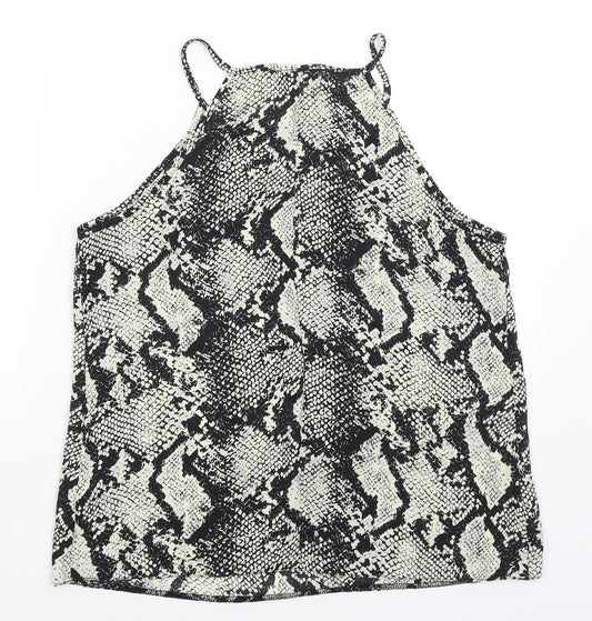 Cameo Rose Womens Black Animal Print  Basic Tank Size 14