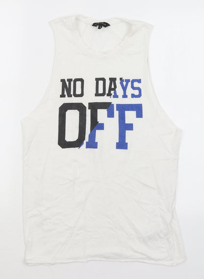 Womens UK Size 8 New Look White Basic Tank