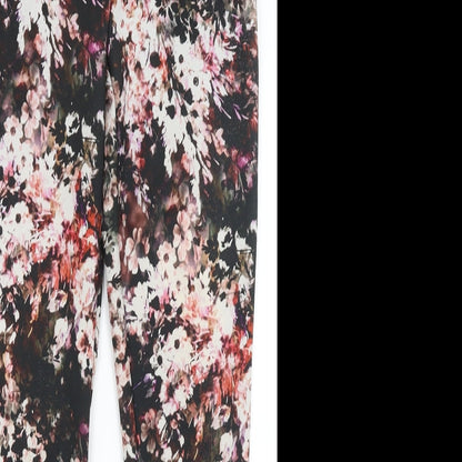 Warehouse Womens Black Floral  Capri Trousers Size 8 L27 in