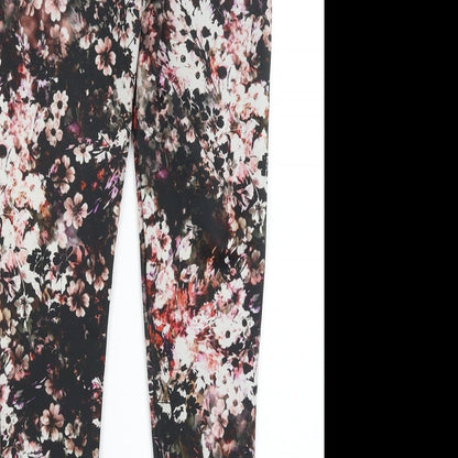Warehouse Womens Black Floral  Capri Trousers Size 8 L27 in