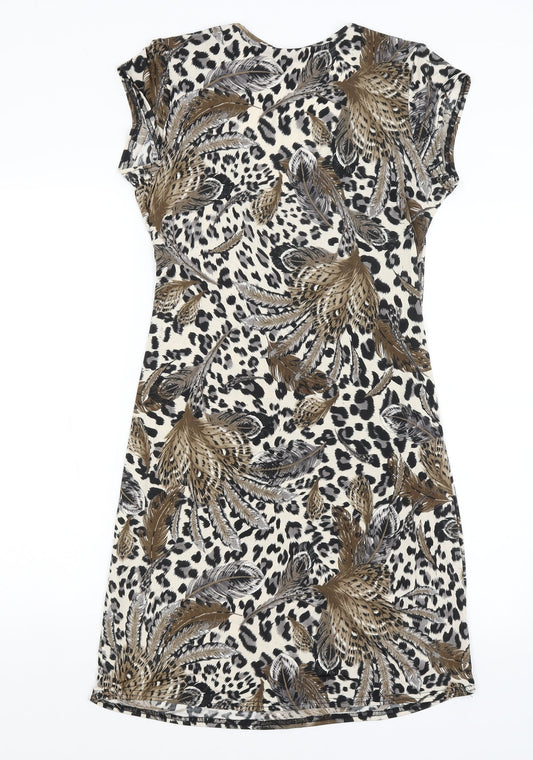 West One Womens Brown Animal Print  T-Shirt Dress  Size S