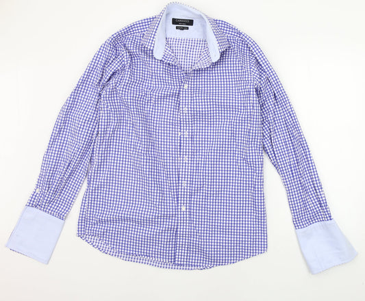 Mens UK Size 16.5 Carducci Blue  Button-Up Long Sleeve Casual Shirt