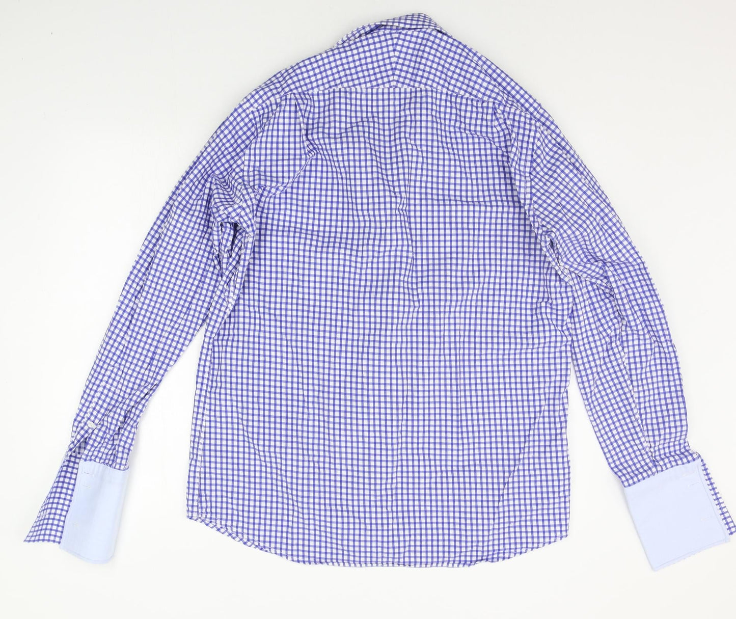 Mens UK Size 16.5 Carducci Blue  Button-Up Long Sleeve Casual Shirt
