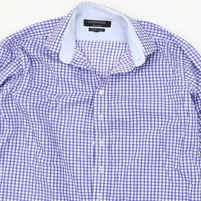Mens UK Size 16.5 Carducci Blue  Button-Up Long Sleeve Casual Shirt
