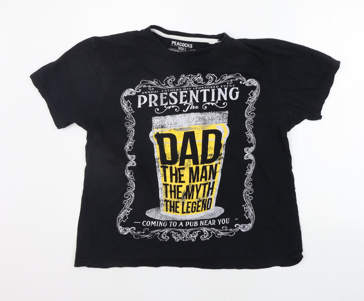 Womens UK Size L Peacocks Black Basic T-Shirt