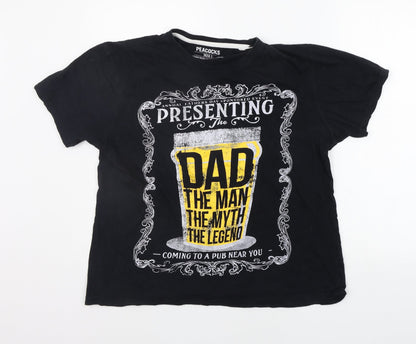 Womens UK Size L Peacocks Black Basic T-Shirt