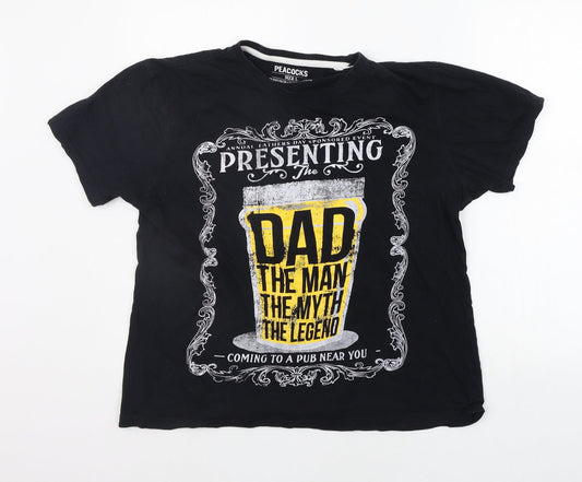 Womens UK Size L Peacocks Black Basic T-Shirt