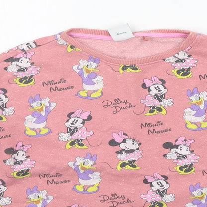 NEXT Girls Pink Geometric  Pullover Jumper Size 10 Years  - mini mouse