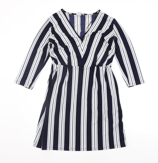 H&M Womens Blue Striped  A-Line  Size XS
