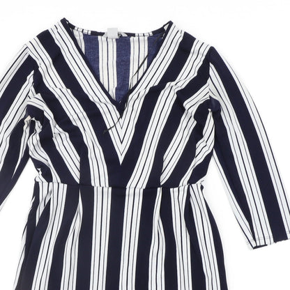 H&M Womens Blue Striped  A-Line  Size XS