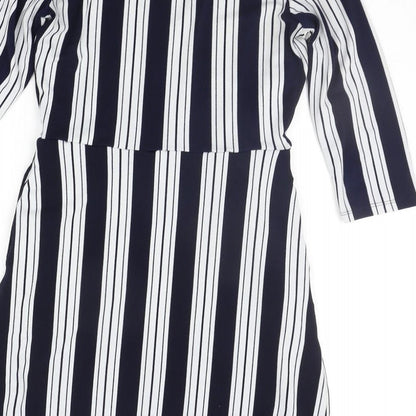 H&M Womens Blue Striped  A-Line  Size XS