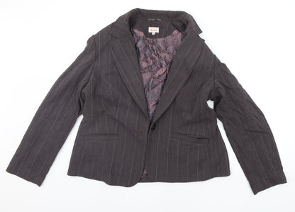 lime Womens Purple Striped  Jacket Suit Jacket Size 18