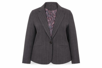 lime Womens Purple Striped  Jacket Suit Jacket Size 18
