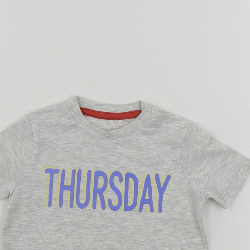 F&F  Boys Grey   Basic T-Shirt Size 12-18 Months