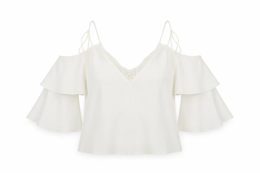 Womens UK Size 12 Topshop Ivory Basic Blouse