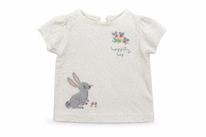 Front view of Marks & Spencer girls’ white polka dot basic t-shirt, size 3-6, months
