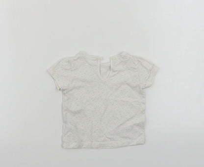 Marks and Spencer  Girls White Polka Dot  Basic T-Shirt Size 3-6 Months