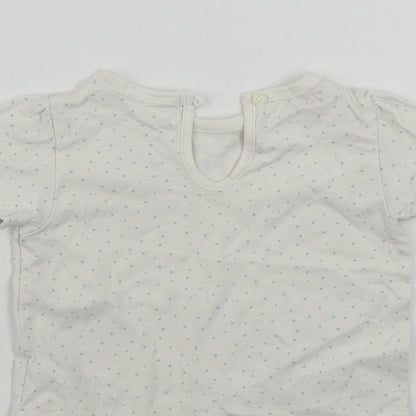 Marks and Spencer  Girls White Polka Dot  Basic T-Shirt Size 3-6 Months