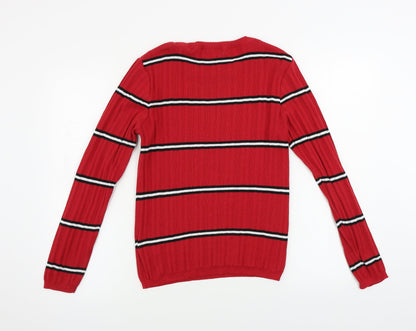 Primark  Womens Red Striped  Pullover Jumper Size 14