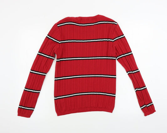 Primark  Womens Red Striped  Pullover Jumper Size 14
