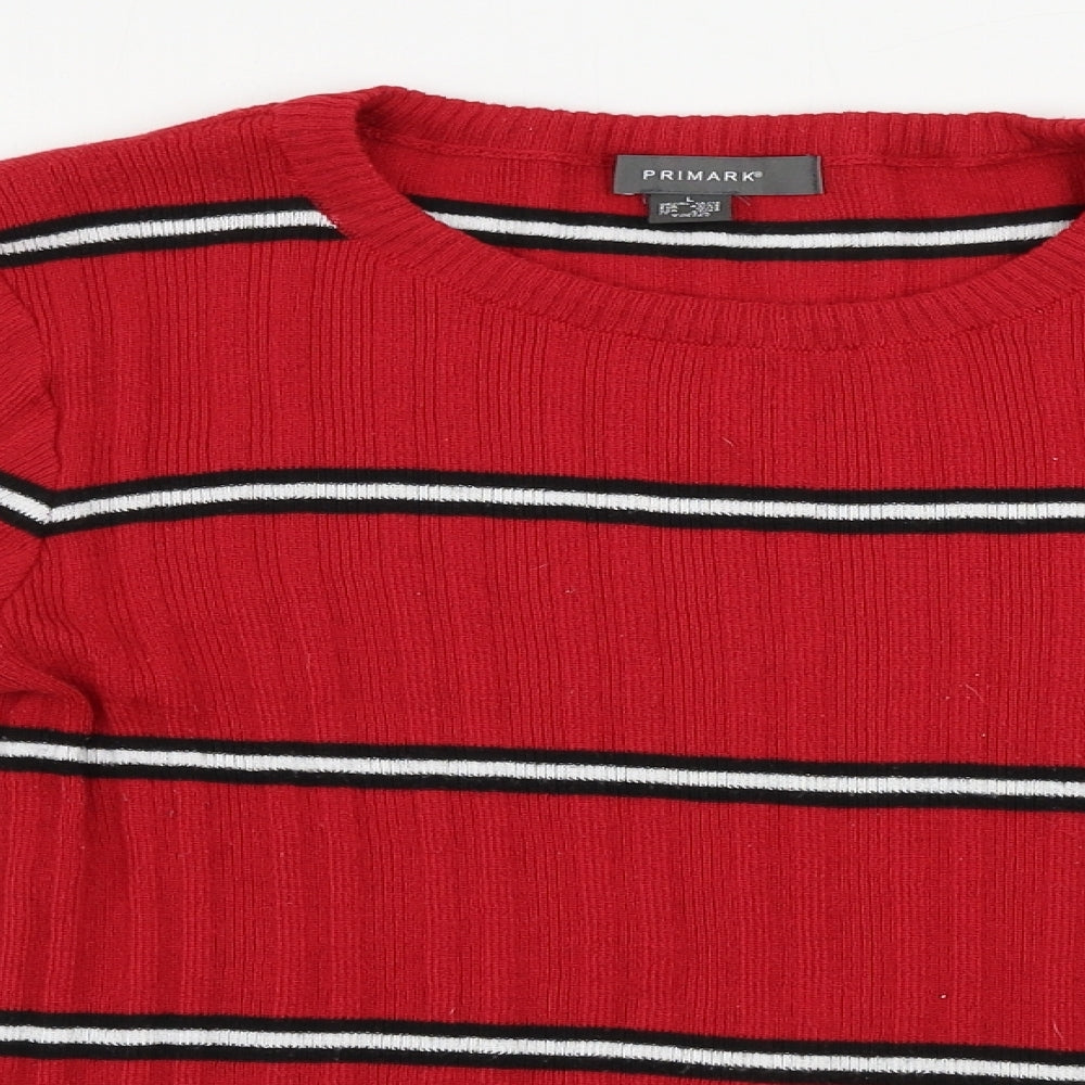 Primark  Womens Red Striped  Pullover Jumper Size 14