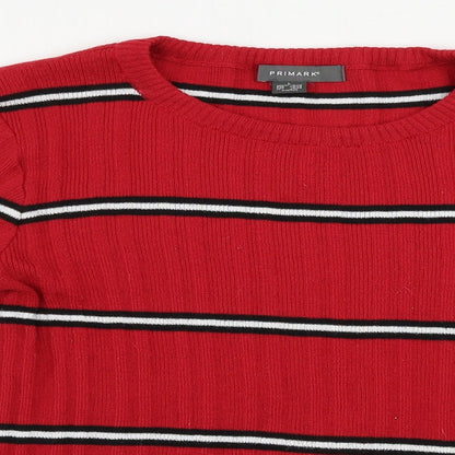 Primark  Womens Red Striped  Pullover Jumper Size 14