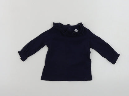 fred & flo Girls Blue   Basic T-Shirt Size 0-3 Months